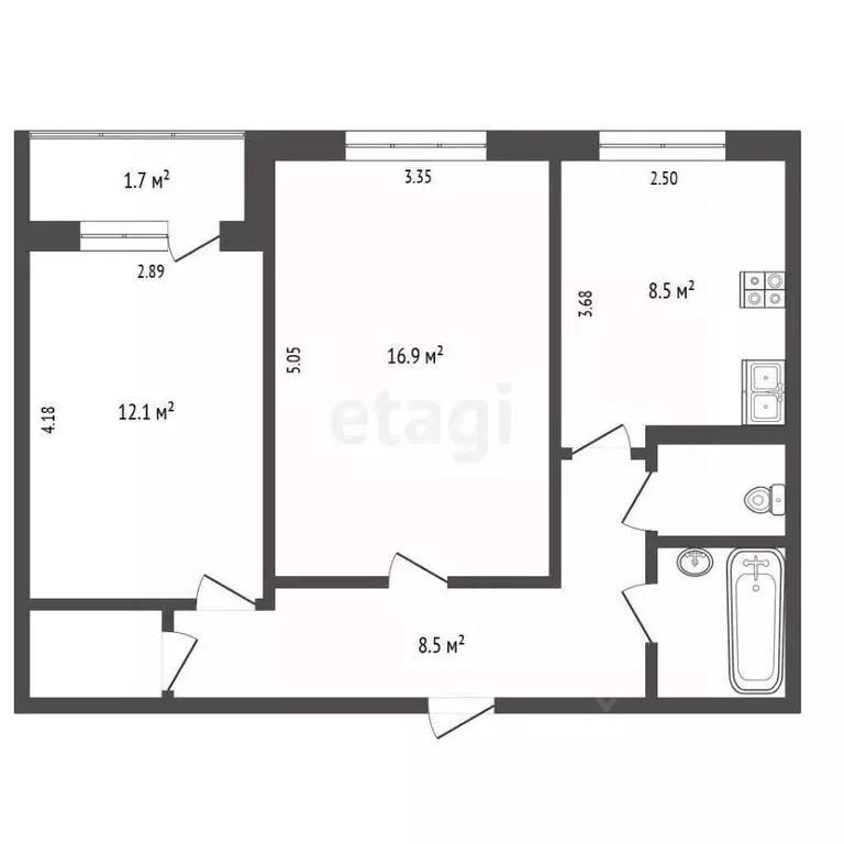 2-к кв. Татарстан, Набережные Челны просп. Чулман, 110 (52.0 м) - Фото 2