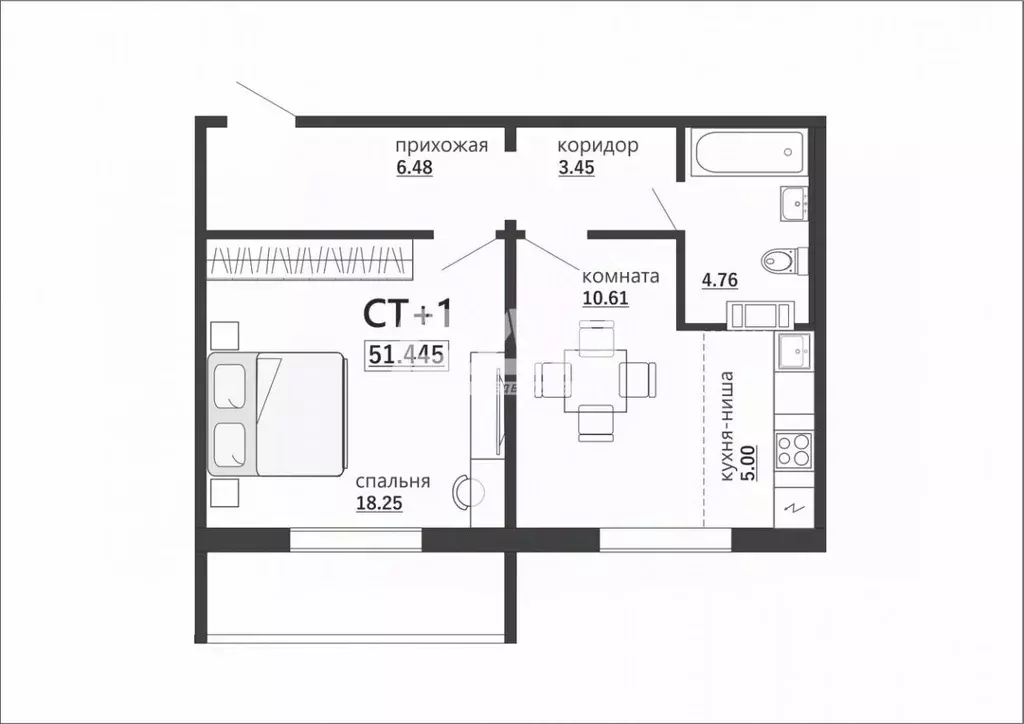 1-к кв. Челябинская область, Челябинск Артиллерийская ул., 97 (51.45 ... - Фото 2