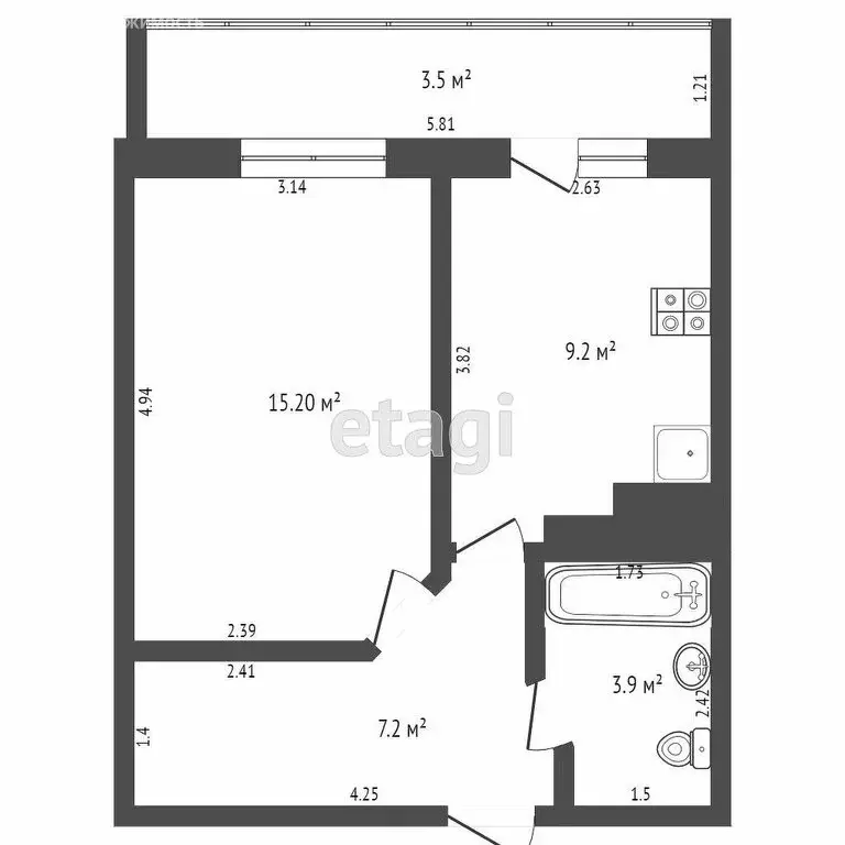 1-комнатная квартира: Альметьевск, микрорайон Алсу, улица Рината ... - Фото 1