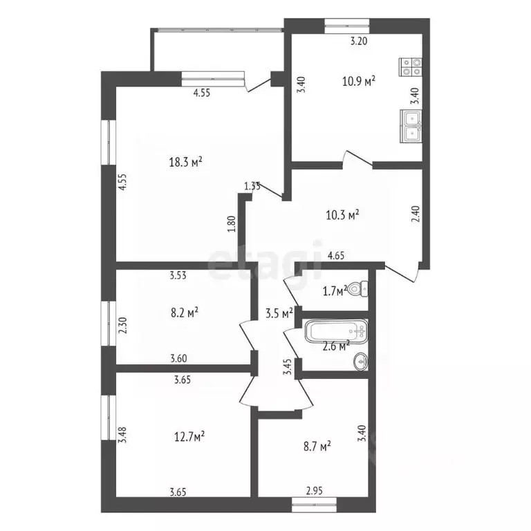 4-к кв. Смоленская область, Смоленский муниципальный округ, с. Печерск ... - Фото 2