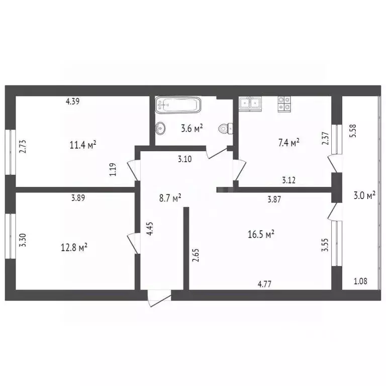 3-к кв. Башкортостан, Стерлитамак ул. Гоголя, 129 (60.4 м) - Фото 1