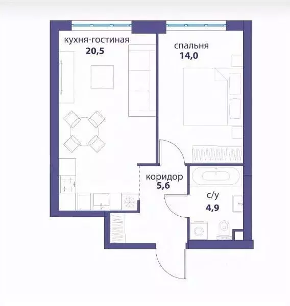 1-к кв. Москва ул. Василия Ланового, 5 (44.9 м) - Фото 2