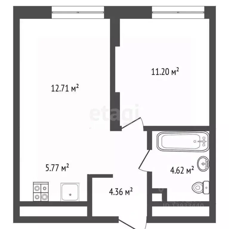 1-к кв. Тюменская область, Тюмень ул. Андрея Кореневского, 3 (37.4 м) - Фото 2