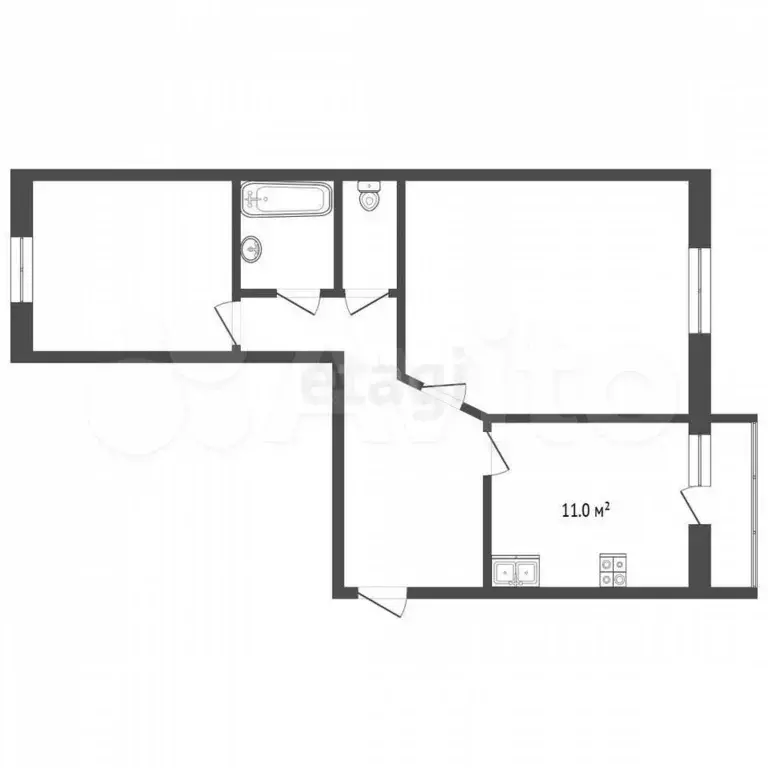 2-к. квартира, 65,9 м, 2/9 эт. - Фото 0