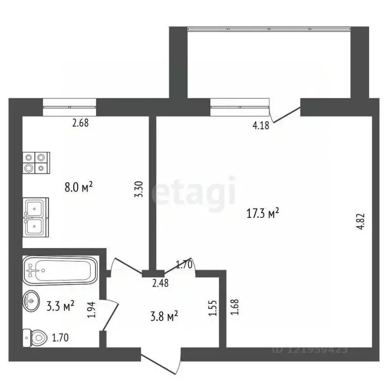 1-к кв. Архангельская область, Коряжма ул. Имени А.Г. Глейха, 22 (32.4 ... - Фото 2