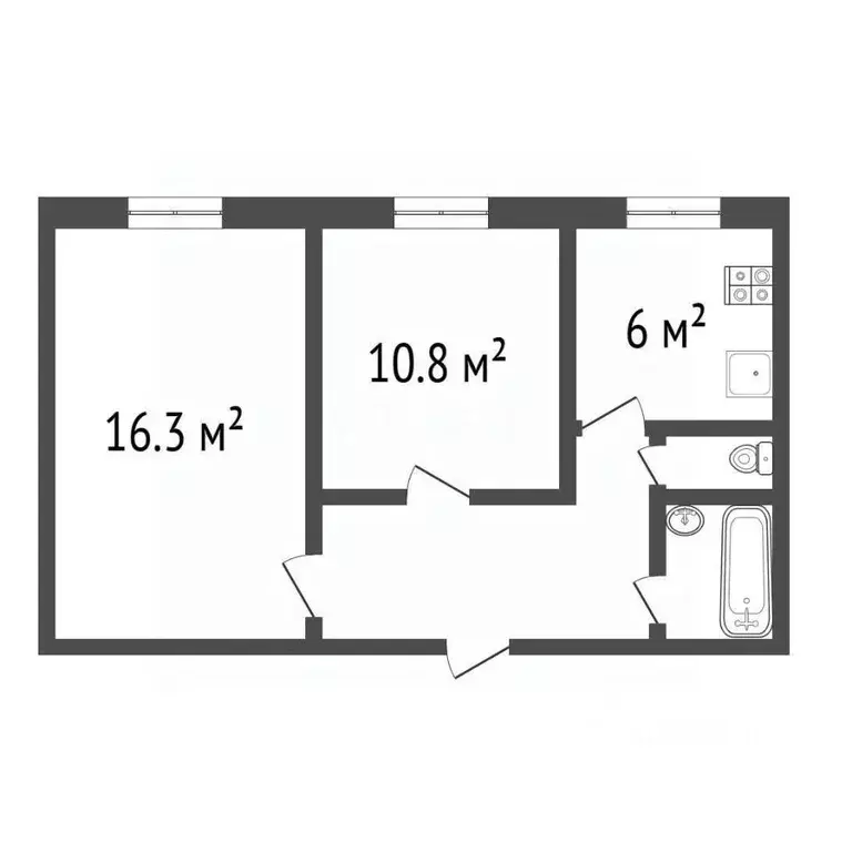 2-к кв. Тульская область, Тула ул. Болдина, 147 (56.8 м) - Фото 2