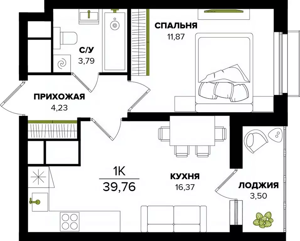 1-к кв. Тульская область, Тула  (39.76 м) - Фото 0