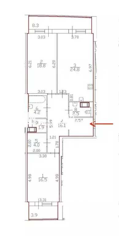 3-к кв. Санкт-Петербург ул. Катерников, 5к1 (88.8 м) - Фото 2