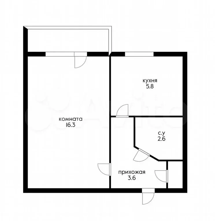 1-к. квартира, 30 м, 2/5 эт. - Фото 0