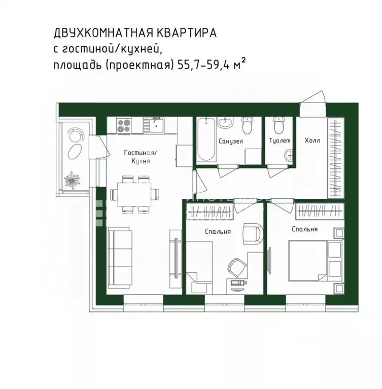 2-к кв. Ханты-Мансийский АО, Нижневартовск ул. 60 лет Октября, 12Ак3 ... - Фото 0