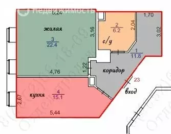 1-комнатная квартира: Тутаев, улица Моторостроителей, 69А (55.1 м) - Фото 2
