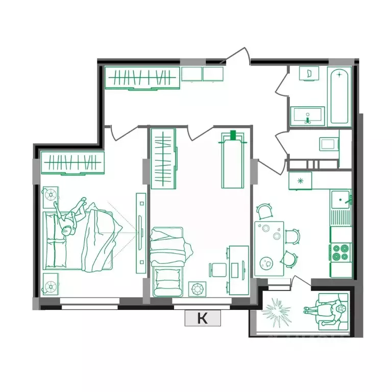 2-к кв. Владимирская область, Ковров Еловая ул., 82 (61.8 м) - Фото 1