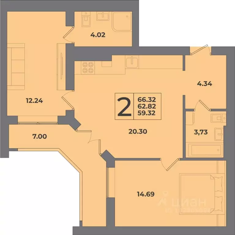 2-к кв. Калининградская область, Калининград Коммунистическая ул. ... - Фото 1