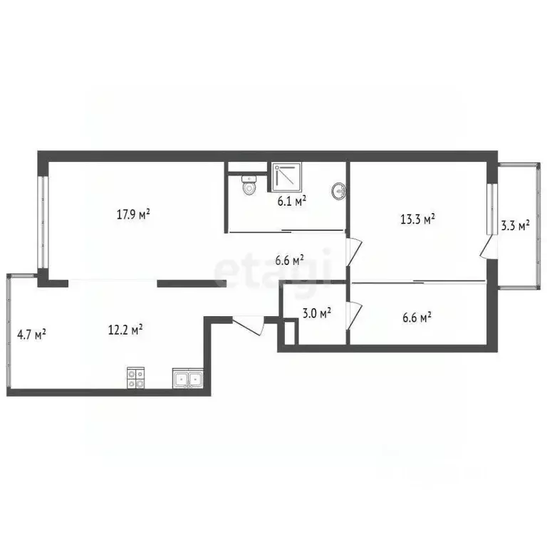 3-к кв. Санкт-Петербург Петергофское ш., 45 (65.7 м) - Фото 1