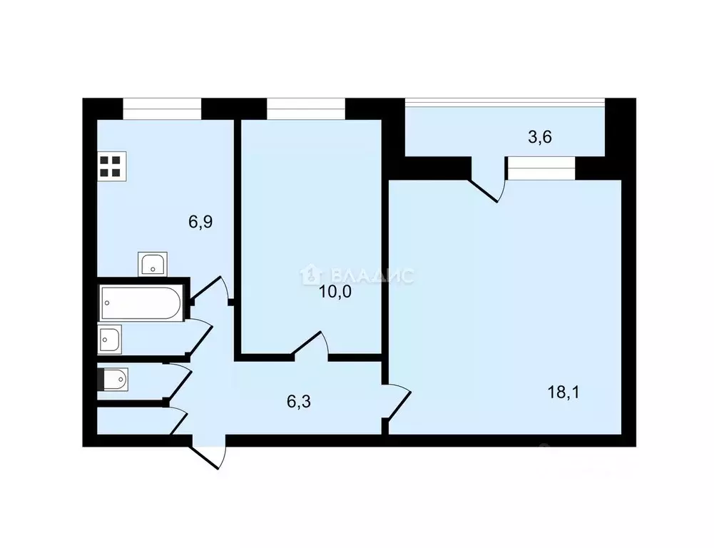 2-к кв. Санкт-Петербург Дунайский просп., 5 (45.2 м) - Фото 1