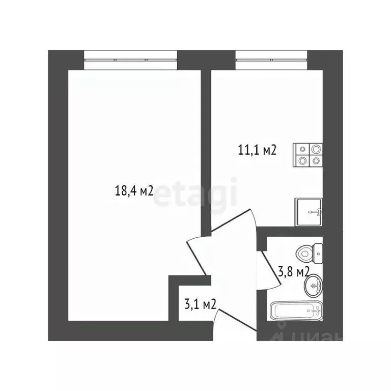 1-к кв. Севастополь ш. Лабораторное, 33к2 (36.7 м) - Фото 2
