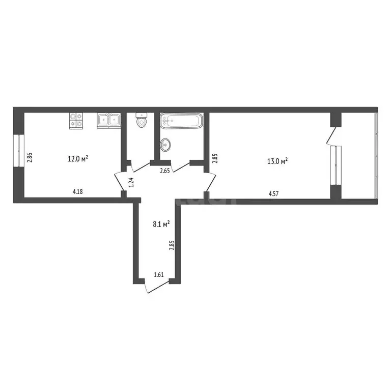 1-комнатная квартира: Тюмень, улица Домостроителей, 16к3 (38.8 м) - Фото 1