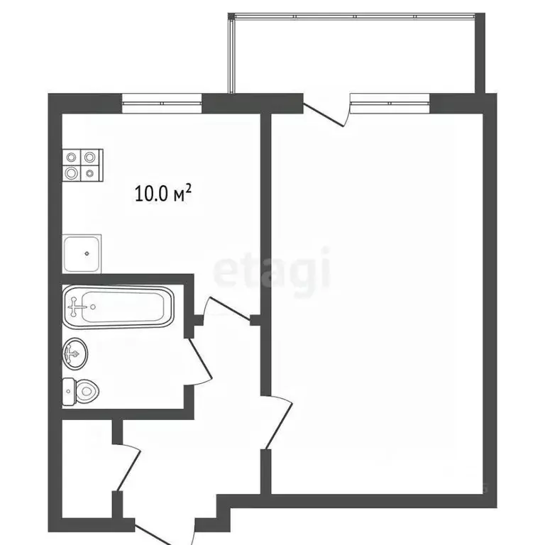 1-к кв. Хабаровский край, Амурск просп. Победы, 6 (33.7 м) - Фото 2