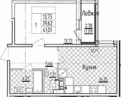 1-к кв. Санкт-Петербург Кубинская ул., 82к3с1 (41.3 м) - Фото 1