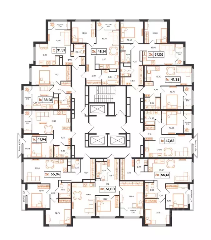 2-к кв. Тюменская область, Тюмень ул. Бориса Прудаева, 7 (66.13 м) - Фото 2