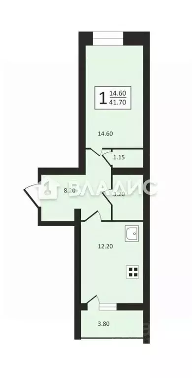 1-к кв. Владимирская область, Владимир ул. Новгородская, 1 (41.7 м) - Фото 1