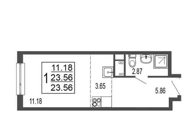 Квартира-студия: Лыткарино, 6-й микрорайон, 15Д (23.56 м) - Фото 1