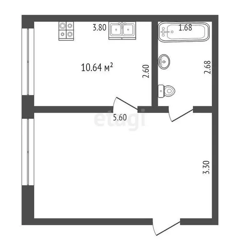 1-комнатная квартира: Камышловский, улица Ленина, 6 (33.6 м) - Фото 1