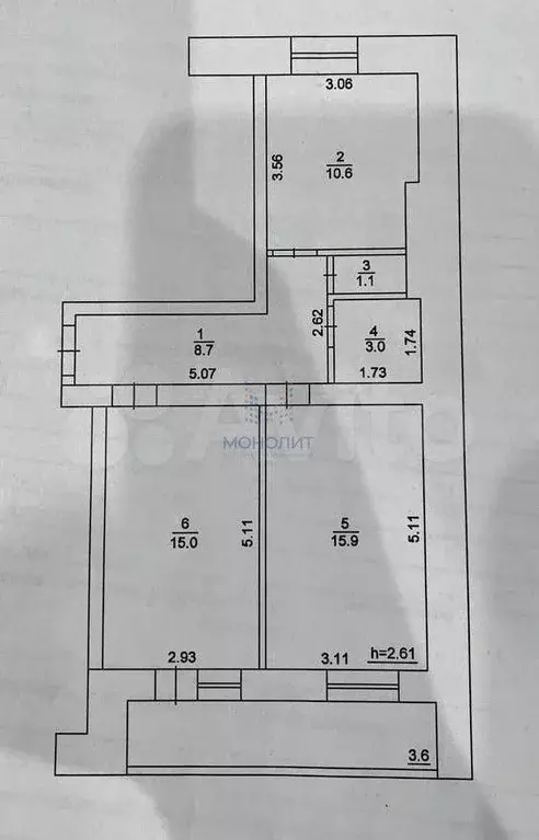 2-к. квартира, 54,3 м, 8/10 эт. - Фото 0