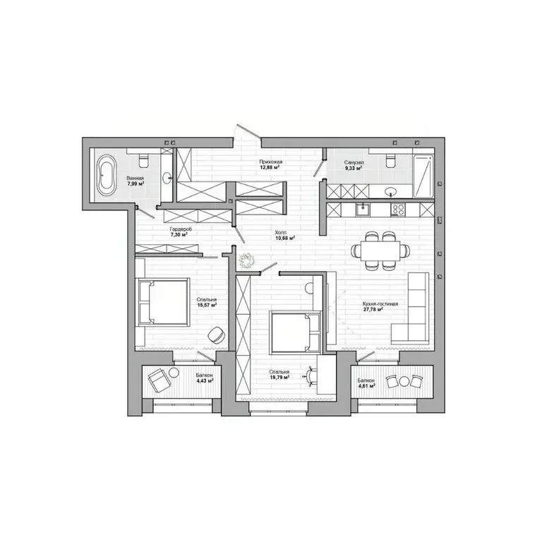 2-к кв. Новосибирская область, Новосибирск ул. Сеченова, 13 (119.23 м) - Фото 0