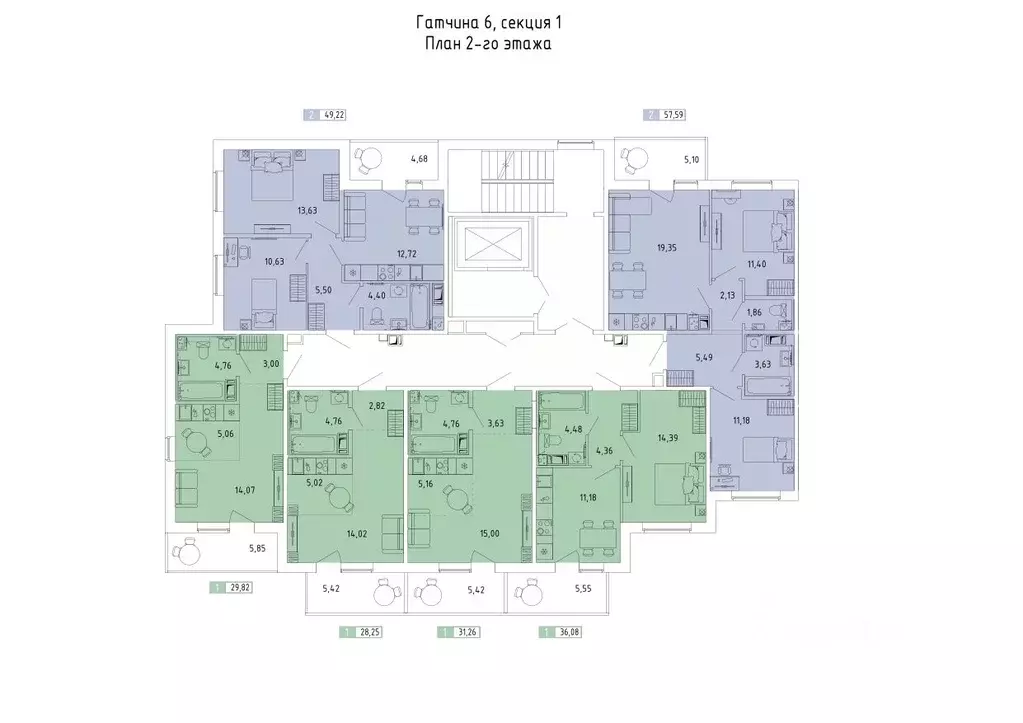 2-к кв. Ленинградская область, Гатчина Въезд мкр,  (49.22 м) - Фото 2