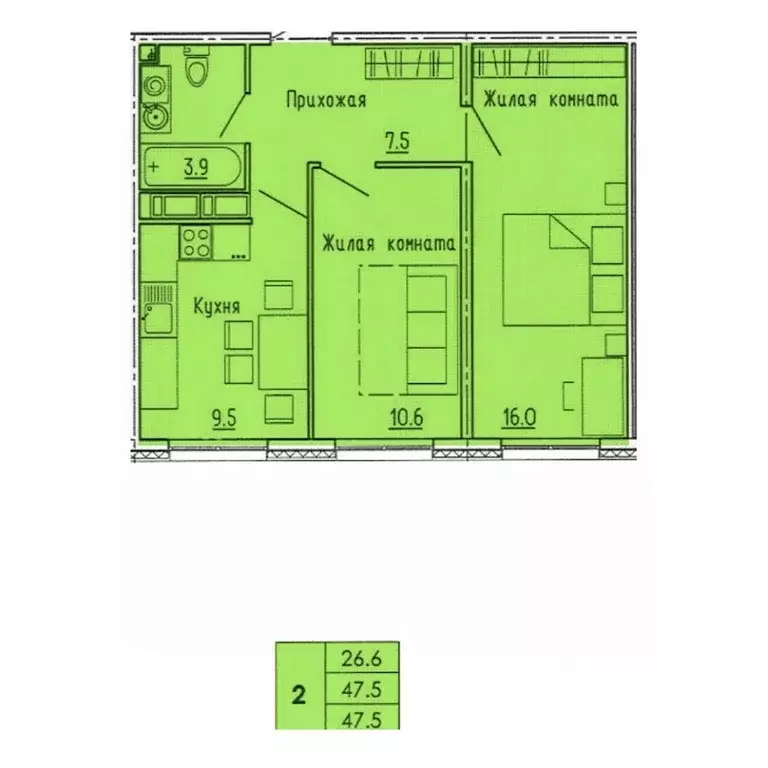 2-к кв. Пензенская область, Пенза ул. Яшиной, 10 (47.5 м) - Фото 0