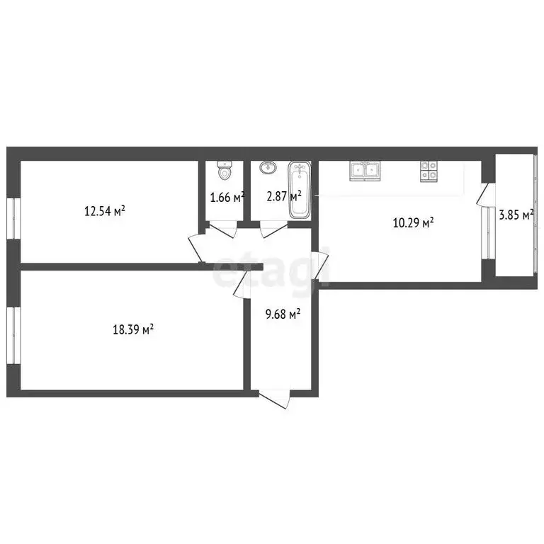 2-комнатная квартира: Стерлитамак, улица Артёма, 116Б (55.5 м) - Фото 1