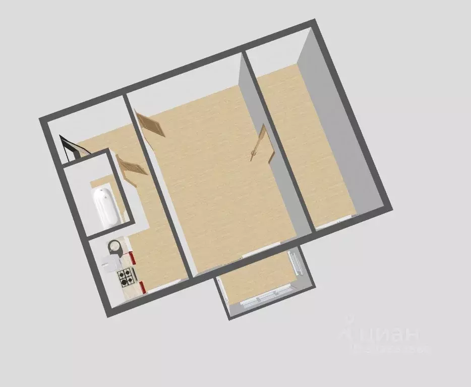 2-к кв. Ульяновская область, Ульяновск Кольцевая ул., 40 (45.2 м) - Фото 2