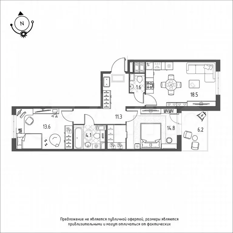 2-к. квартира, 67 м, 9/9 эт. - Фото 0