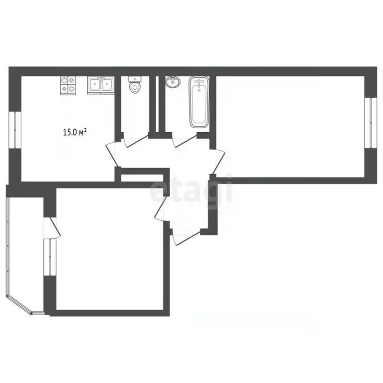 2-к кв. Тюменская область, Тобольск 3Б мкр, 19Б (57.1 м) - Фото 2