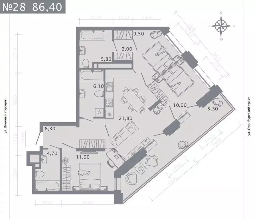 3-к кв. Татарстан, Казань ул. Шишкина (86.4 м) - Фото 1