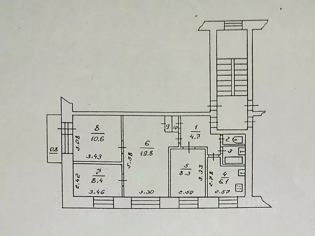 4-к кв. Псковская область, Псков Вокзальная ул., 36 (62.3 м) - Фото 2