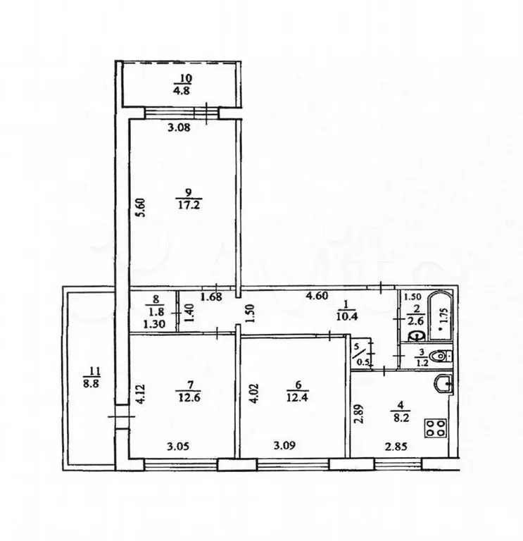 3-к. квартира, 71,7 м, 9/9 эт. - Фото 0