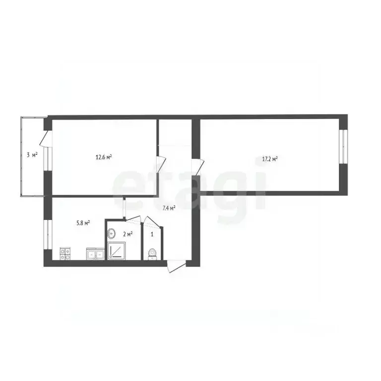 2-к кв. Крым, Саки ул. Советская (47.2 м) - Фото 2