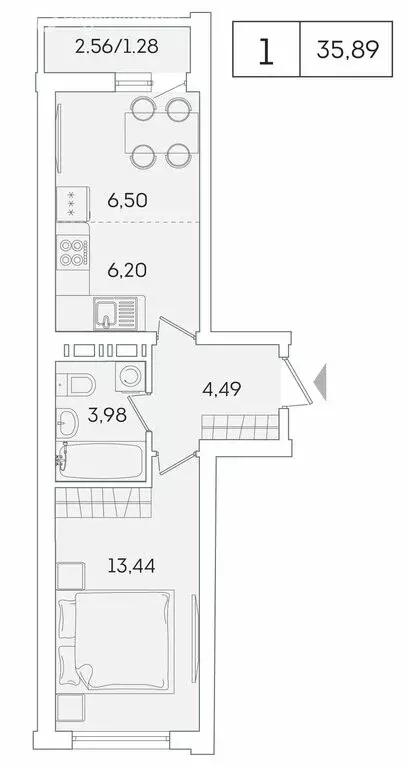 1-комнатная квартира: Мурино, Графская улица, 6к4 (34.6 м) - Фото 0