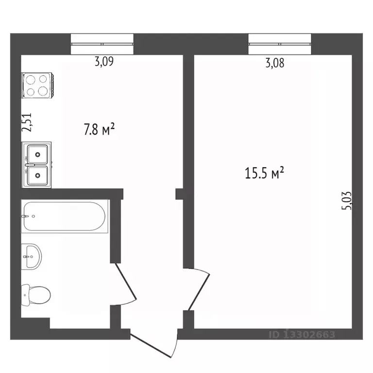 1-к кв. Ханты-Мансийский АО, Сургут ул. Бажова, 31 (30.7 м) - Фото 2