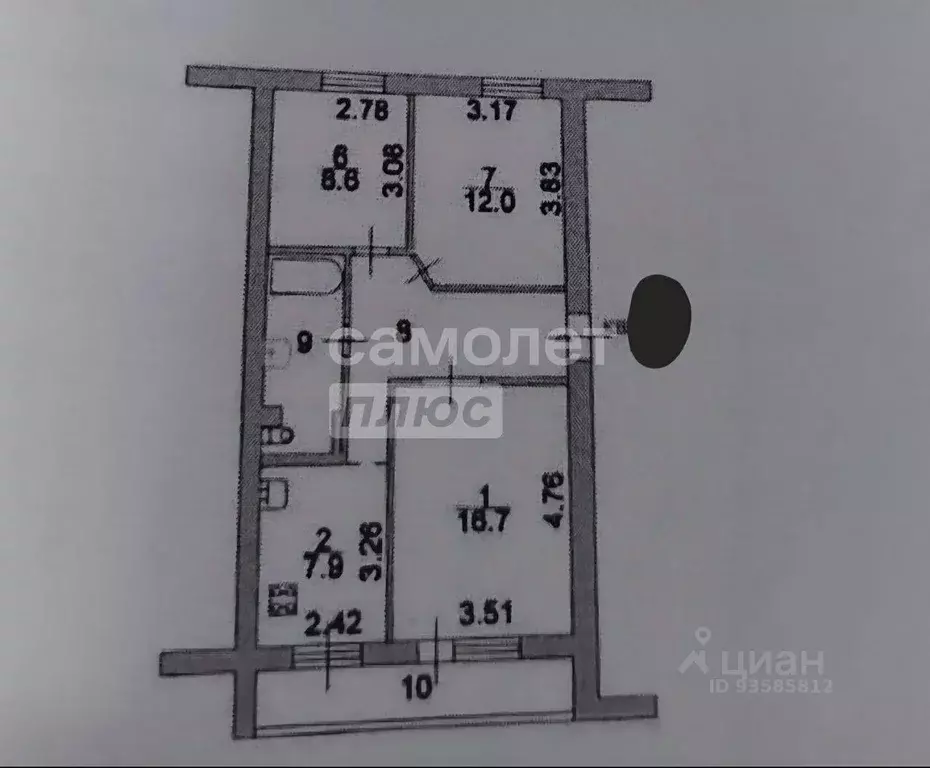 3-к кв. Курская область, Курск Институтская ул., 48 (60.3 м) - Фото 2