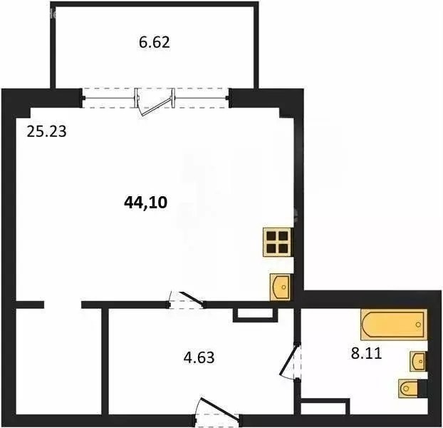 Квартира-студия: Севастополь, улица Лётчиков, 10 (44.1 м) - Фото 1