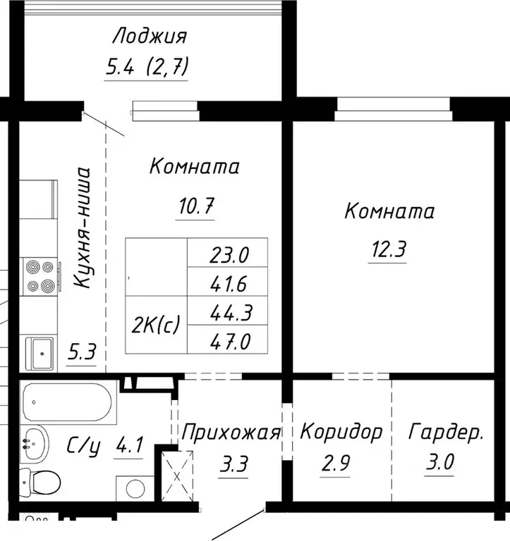 2-к кв. Алтайский край, Барнаул ул. Им. Анатолия Мельникова, 1 (44.3 ... - Фото 0