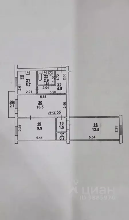 3-к кв. Ростовская область, Ростов-на-Дону просп. Соколова, 6Ж (54.5 ... - Фото 1