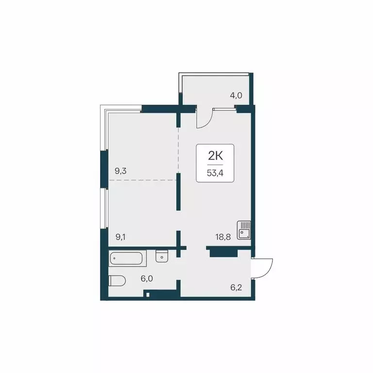 2-комнатная квартира: Новосибирск, квартал на Игарской (53.4 м) - Фото 1