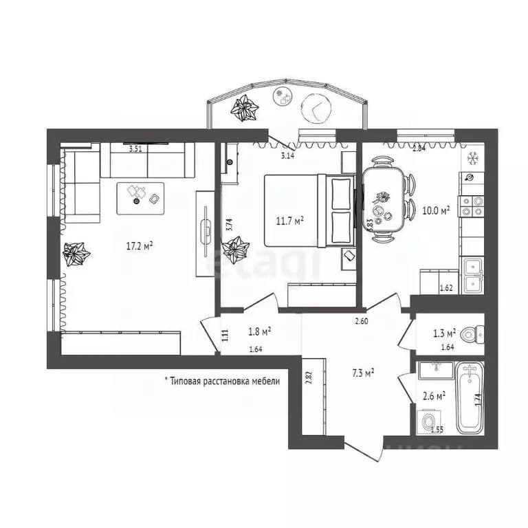 2-к кв. Тюменская область, Тюмень Антипино мкр, ул. Беловежская, 13к2 ... - Фото 1