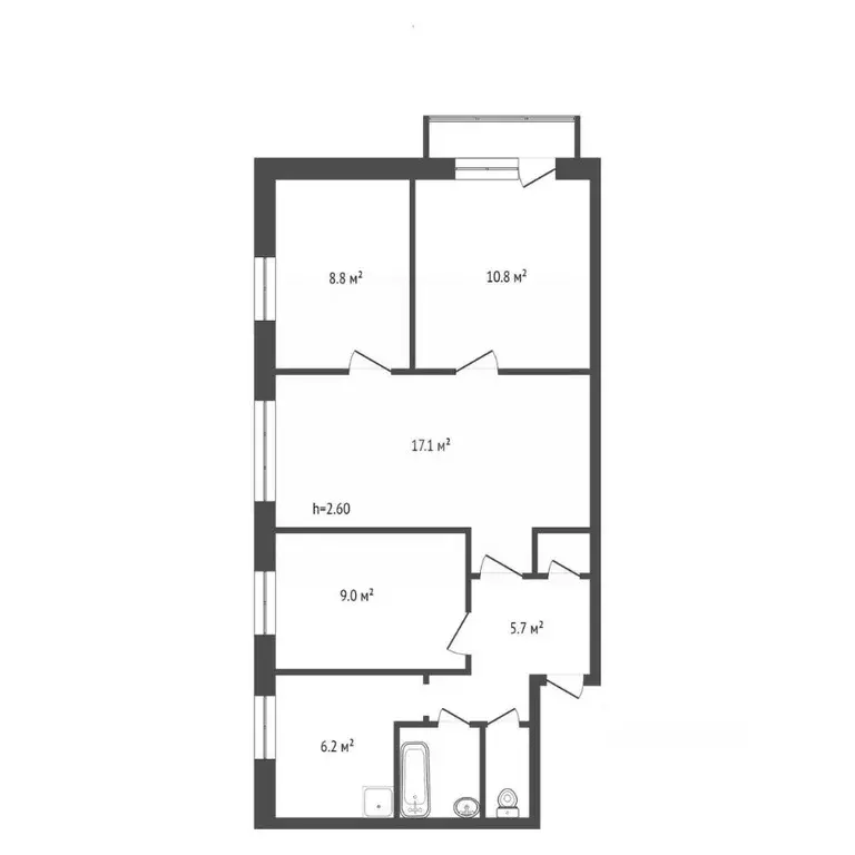 4-к кв. Красноярский край, Красноярск ул. Калинина, 70а (62.0 м) - Фото 2