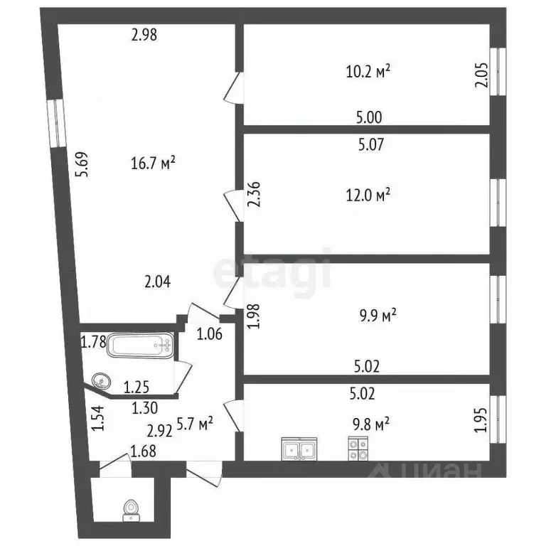 4-к кв. Санкт-Петербург Лиговский просп., 75-77Ж (68.2 м) - Фото 1