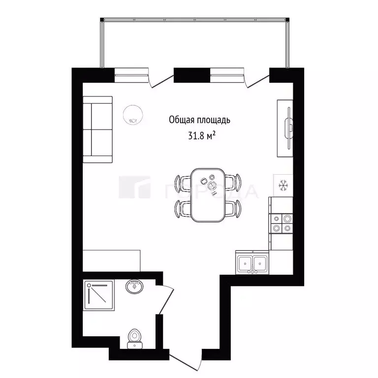 Квартира-студия: Октябрьский, жилой комплекс Альпийский квартал (31.8 ... - Фото 1